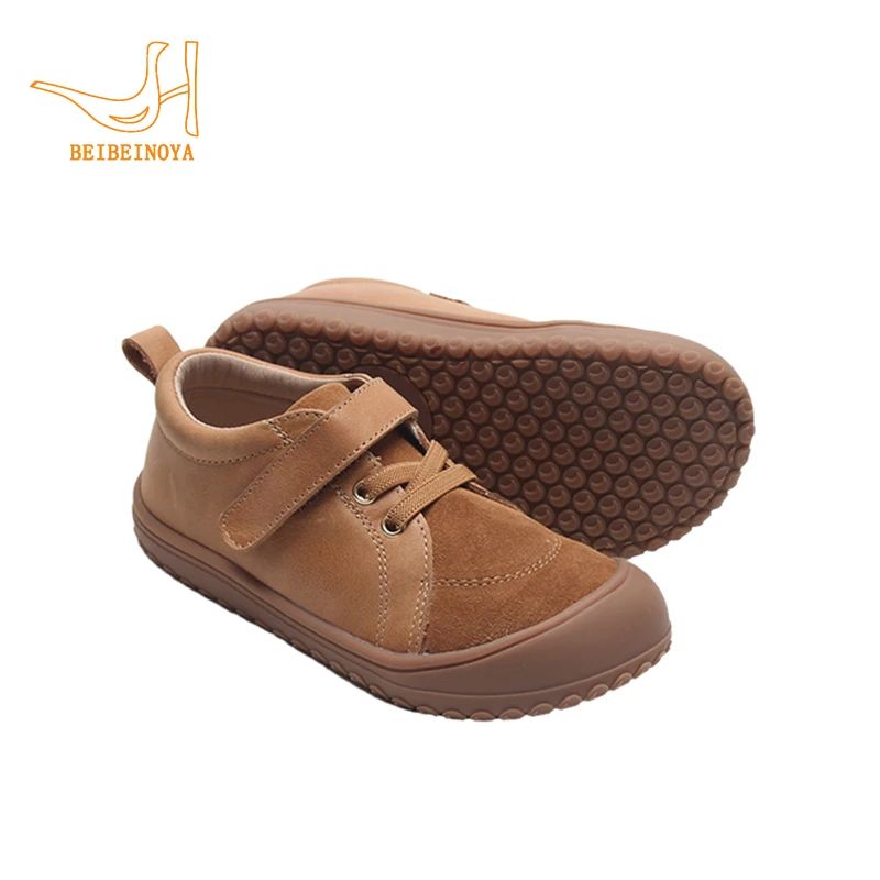 Babyhappy Patent Low MOQ Unisex Kids Baby No Slippery Light Weight Hook-and-loop Ergonomic Barefoot Shoes Sneakers