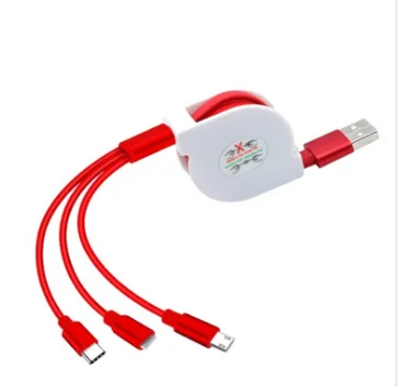 Hot Selling New Arrival  3 in 1 Fast Charging Type C Cable  Retractable Type  C Cable  USB  Cable for Android IOS and Type C