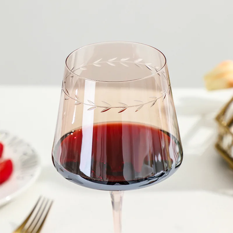 European engraved electroplated glass goblets creative home red wine glasses champagne glasses wine glasses