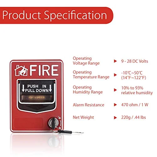 Fire Alarm Conventional Dual Action Manual Call Point Wired Emergency Pull Station