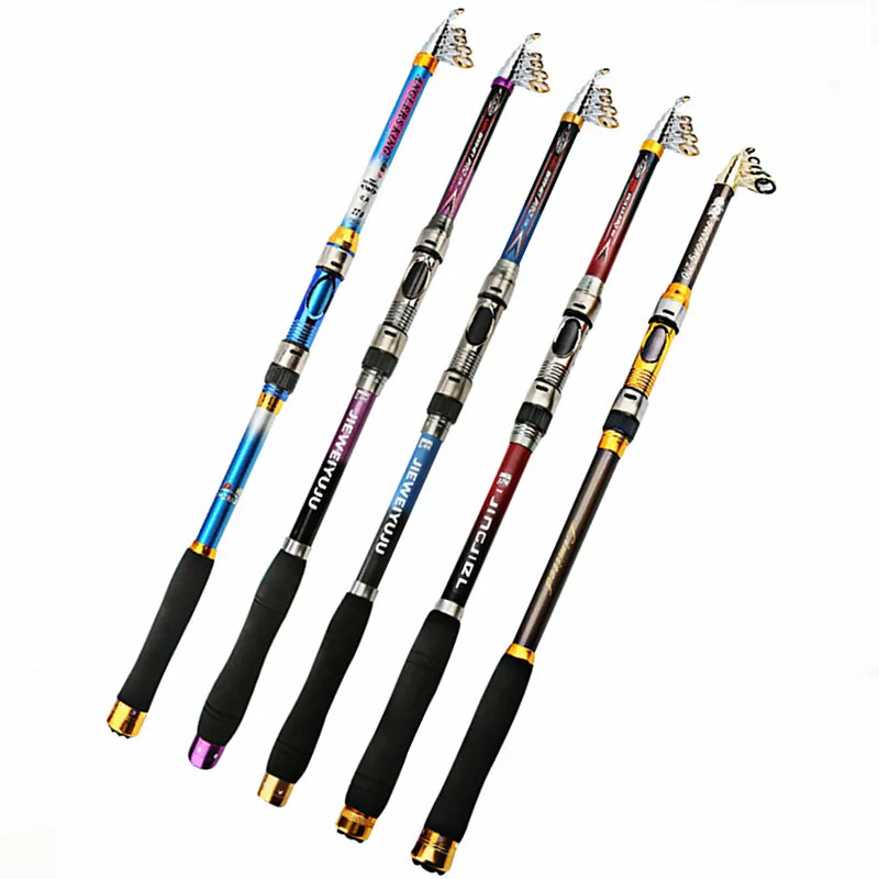 Super Hard Telescopic Fishing Rod 99% Carbon Fiber 2.1-3.6M Carbon Spinning Pole Sea Fishing Stick Metal Ring