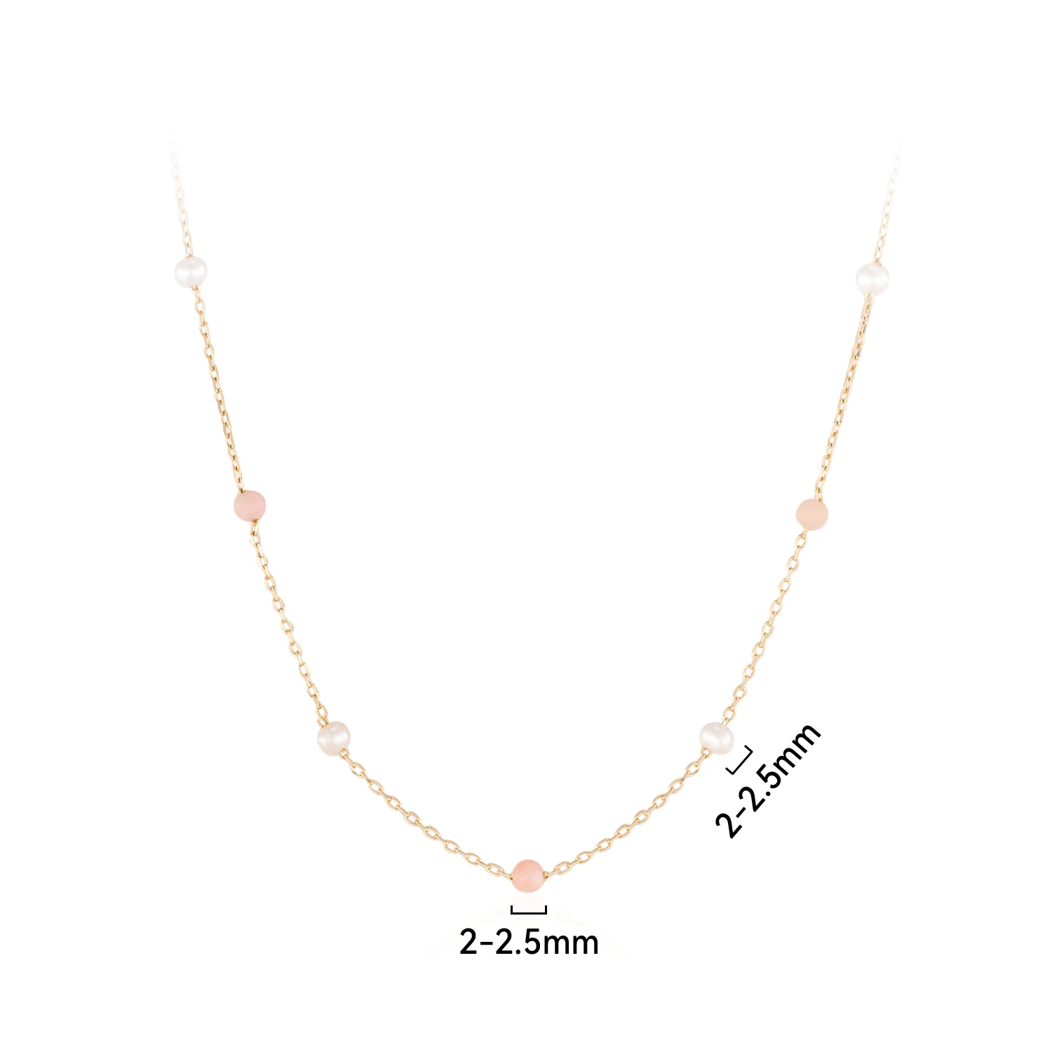 Mercery Pink Jewelry Dainty Opal Necklace 14K Solid Gold Gemstone Jewelry Water Freshwater Pearl Bead Necklace For Women
