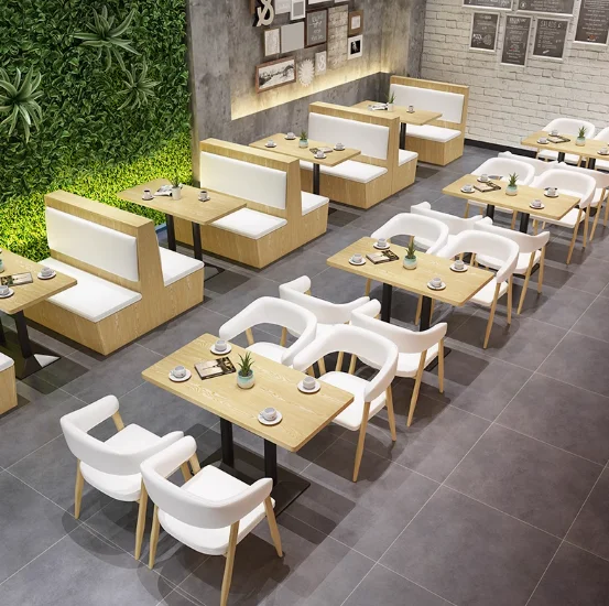 Western Style Cafe Wall Mounted Booth Cafeteria Noodle Shop Restaurant Hotpot Fast Food Milk Tea table and chair combination