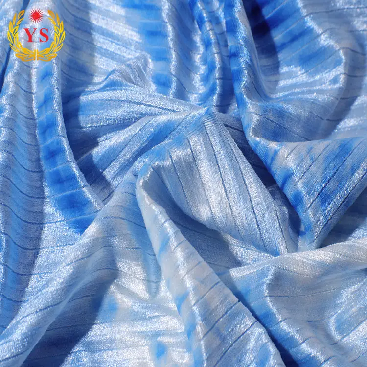 
Good quality knitted india style tie-dye 100% polyester velvet fabric for garments 