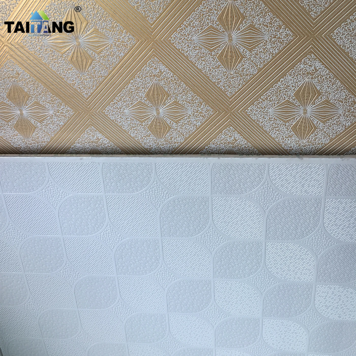 Cielo Falso Pvc 60 X 60 White Colour Drop Ceiling Tiles 2X2 Pvc Insulation Square Ceilling Gypsum Board