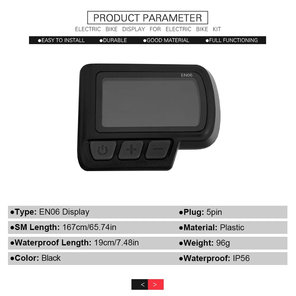 24V 36V 48V with USB Power Speed Display E-bike Conversion Parts Waterproof/SM Plug E-Bike Display Meter LCD-EN06 Display