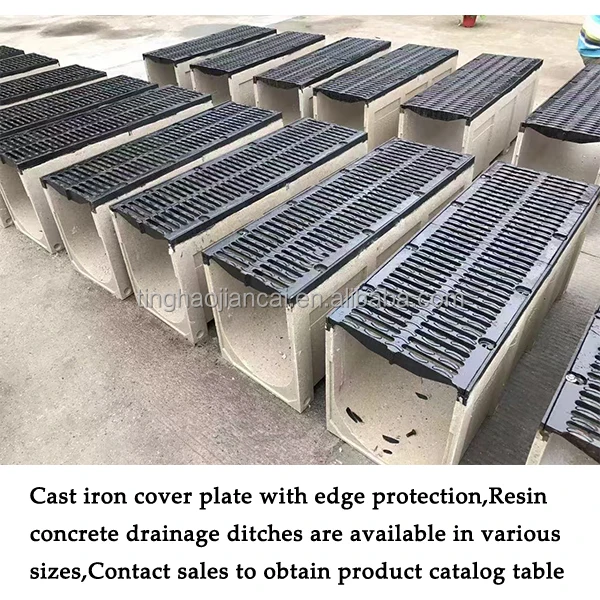 Modern Industrial Design Resin-Concrete Linear Drainage Ditch Ductile Iron U-Shaped Groove Edge Protection for Outdoor Parks