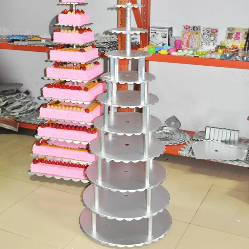 ckot Aluminum Alloy 4Column round cake stand 10Layer 6Inch-24Inch Wedding cake stand1mmThick