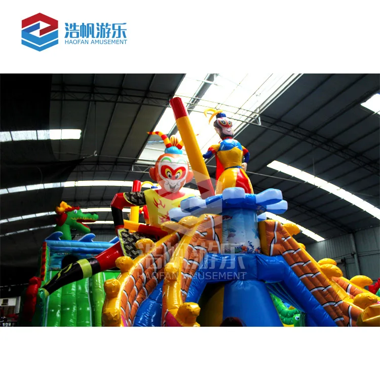 High Quality Amusement Inflatable Monkey King Bouncer Castle With Slide Inflatable Monkey King Castle Jumping