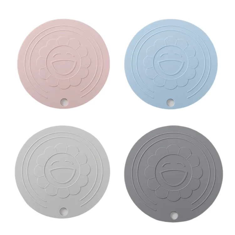 Portable 4 Colors Round Cup Mat Cup Pad Silicone Coaster for Drinks