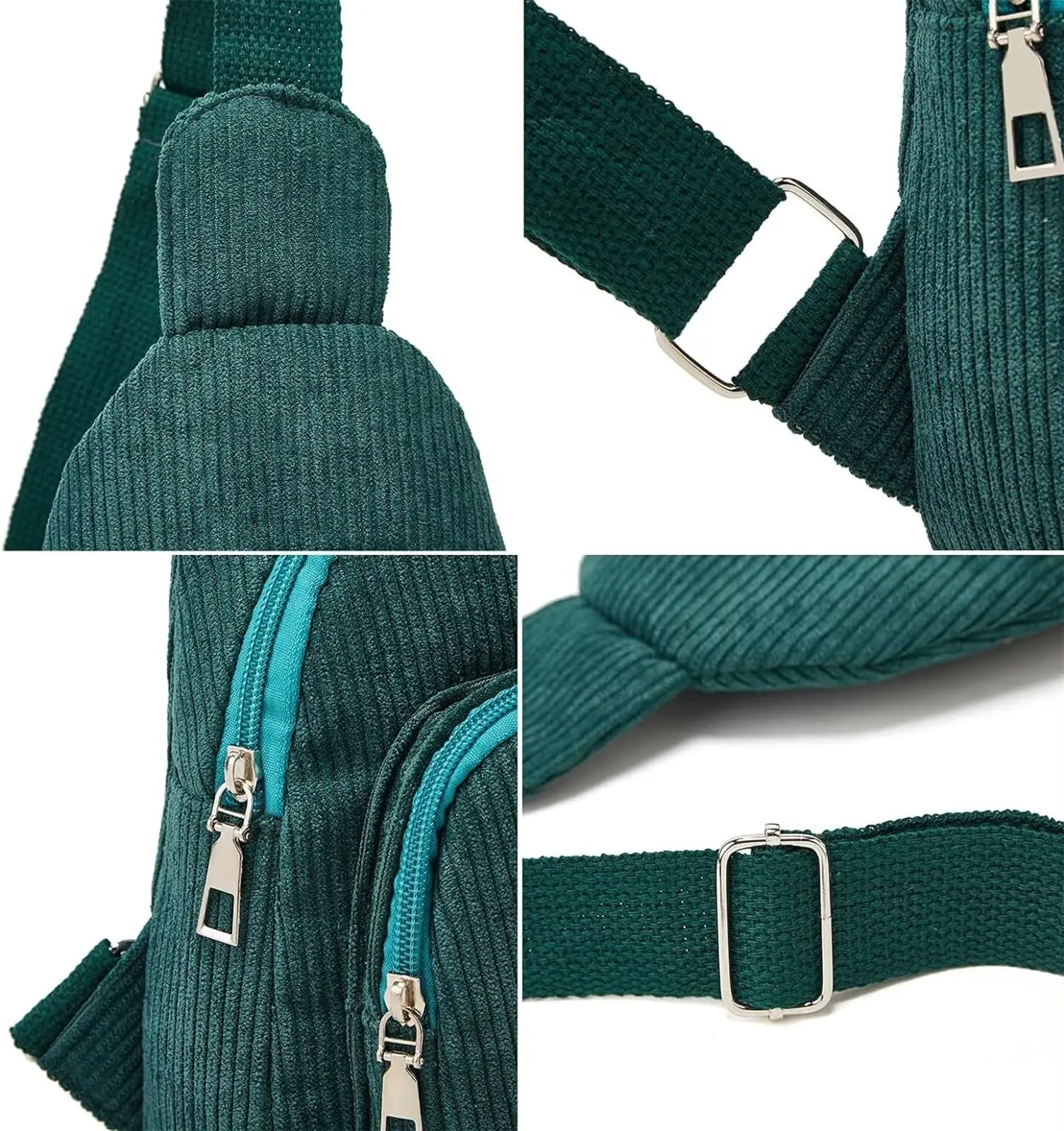 Popular Cute Mini Simple style Streak pattern Women Polyester 2 zipper corduroy crossbody bag