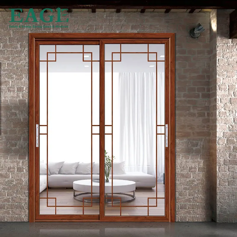 Wholesale Price Modern Design Powder Coated Aluminium Frame Patio Door Aluminum Double Glass Sliding Door