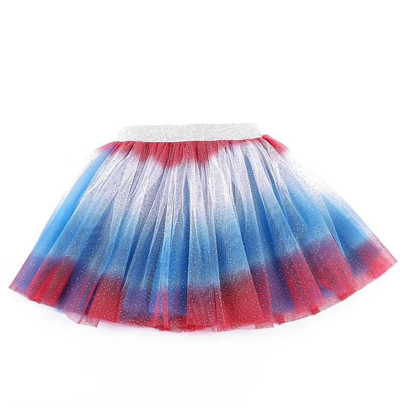 July 4th Soft Chiffon Children White/Blue/Red Mini Skirts Princess Sparkle Baby Girl Tutu Skirt