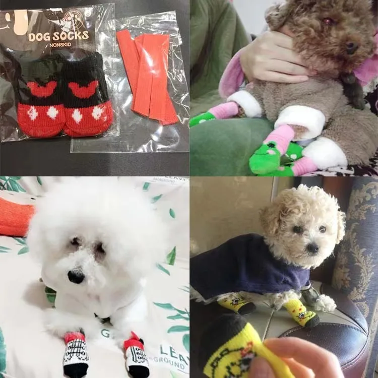 Hot Selling Cute Pet Cat Puppy Socks Multi Pattern Warm Non-Slip Soft  Christmas Socks For Pet