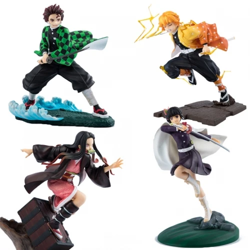 4 Styles Demon Slayer Figure Toys Tanjirou / Kamado Nezuko / Agatsuma Zenitsu / Tsuyuri Kanawo Kimetsu No Yaiba Dolls Gifts 21cm