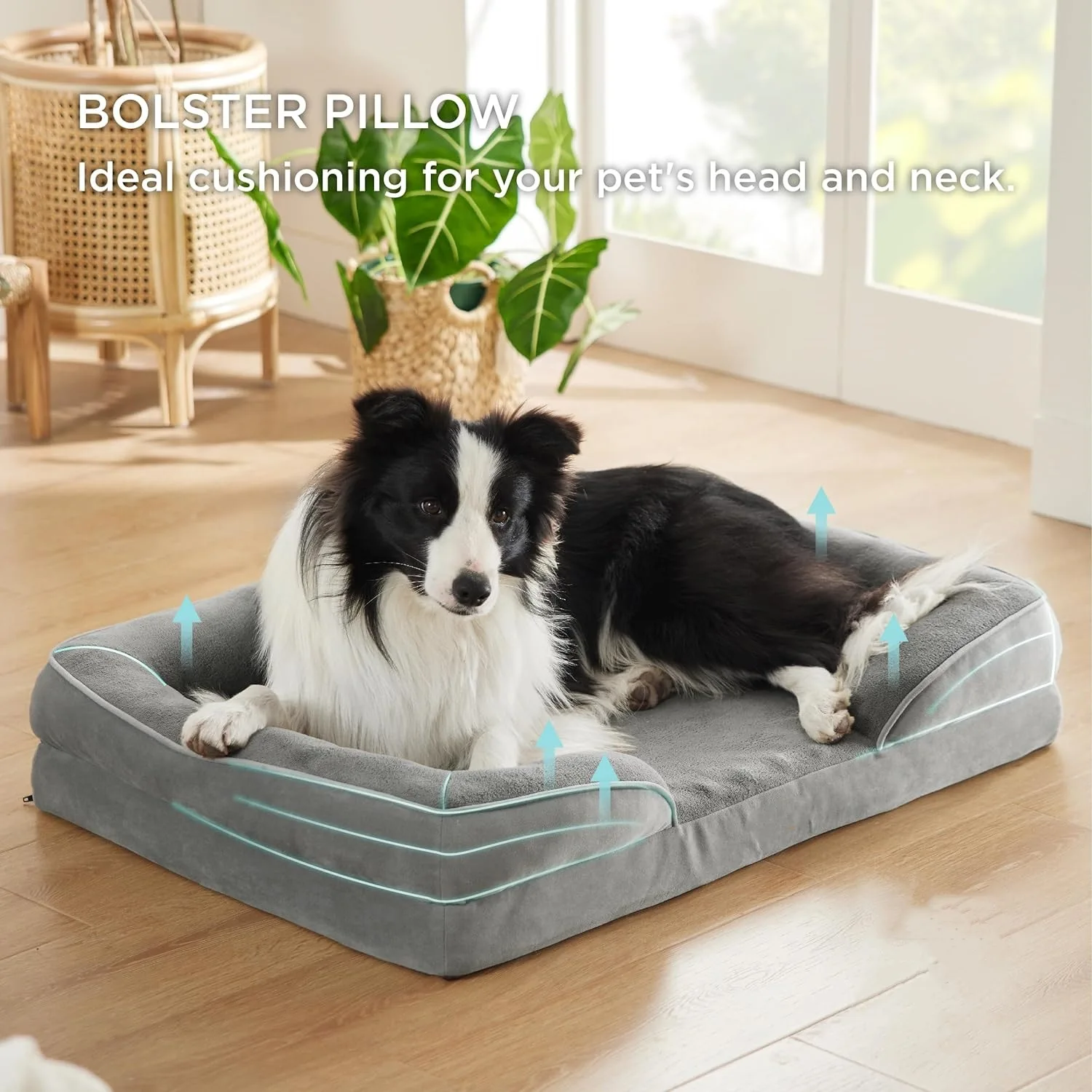 Orthopedic Dog Bed Waterproof Medium Support Foam Pet Dog Sofa Bed Removable Washable Cover Liner Non-Slip Bottom Dog Bed
