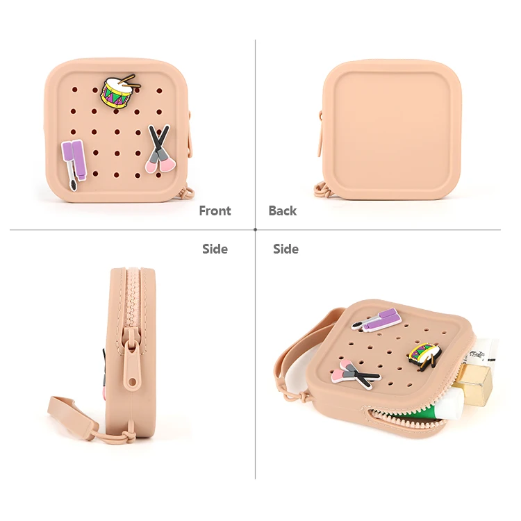 wholesale DIY cute silicone hole pen bag mini makeup bag stationery storage bag