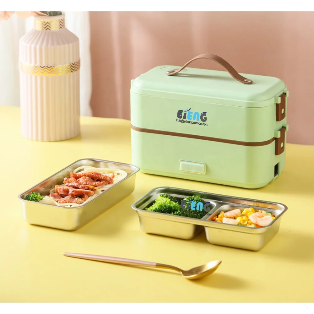  Wholesale Custom Logo Fast Heating food 300 Watt Stackable Stainless Steel Lunch Box Bento Portable Electronic Heated