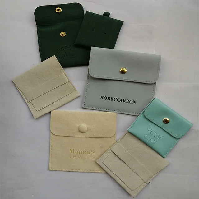 Luxury PU Bag Envelope Embossing Custom Logo Jewelry Packaging Ring Gift Pink Personal Flap Jewelry Leather Pouch
