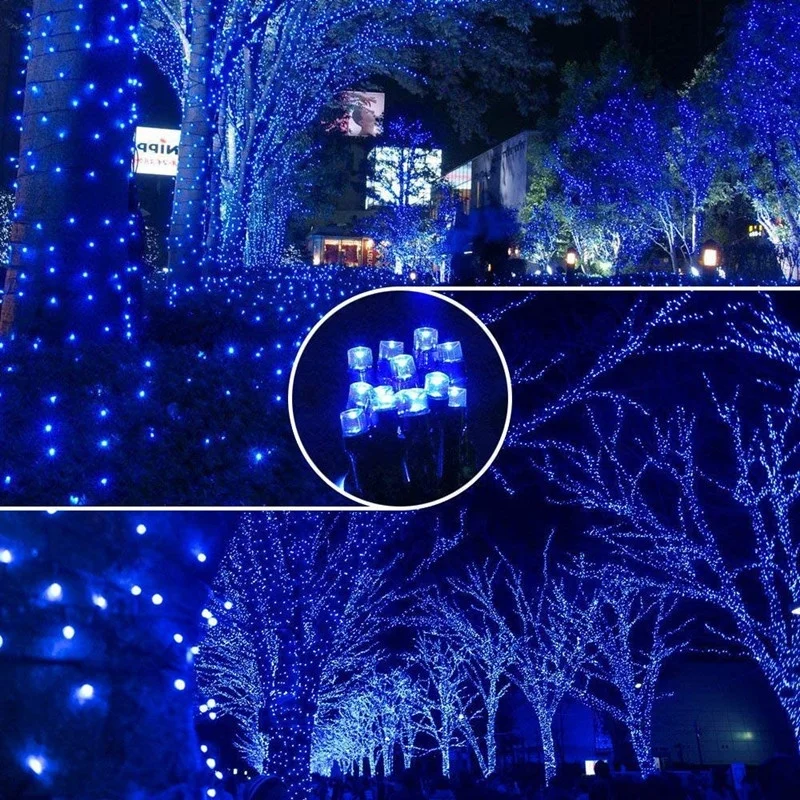 Уличная Водонепроницаемая гирлянда на солнечной батарее 33 фута 100 светодиодов таймер 6 часов для рождественского