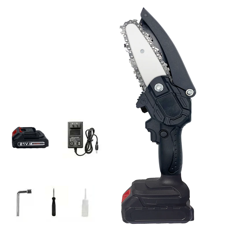 Single battery charger 4 inch portable handle sprocket wood cutting machine chainsaw battery electric mini chain saw
