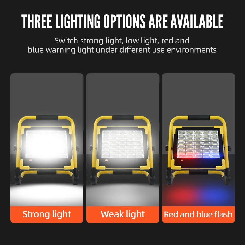 New Design Led Flood Light 300W With Solar hand lamp 175 Led Flood Light  USB TYPE-C Charging Light Floodlight