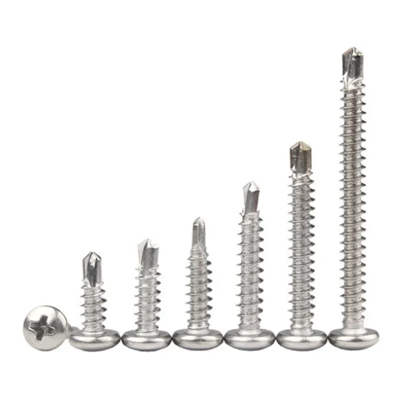 Stainless Steel 304 Pan Head Cross Recessed Drill Tail Screws Self Drilling