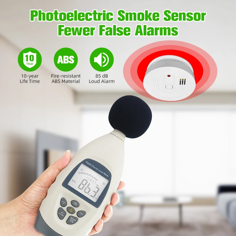 OEM ODM Factory Hotel ABS Smoke Leak Sensor 85Db Standalone Photoelectric Wireless Fire Smoke Detector Alarm