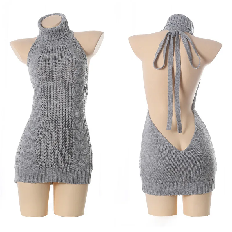wholesale One-Piece Bikini Knit Tank Top Vest Sexy Pullover Backless Virgin Killer Sweater