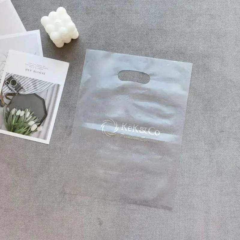 Custom logo printed fold plastic black thank you die cut handle carry shopping packaging bags for boutique retail shopping