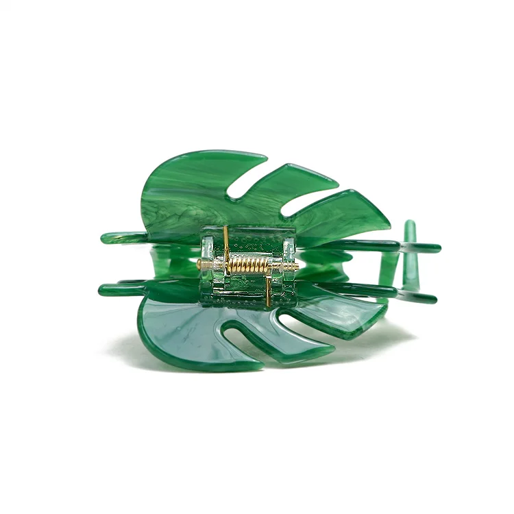 YIYI Creative Monstera Green Acetate Hair Claw Temperament Ladies Ponytail Clip Customization