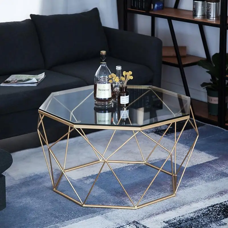 Nordic living room Tianyi light luxury personality fashion creative small house simple modern art large round glass coffee table