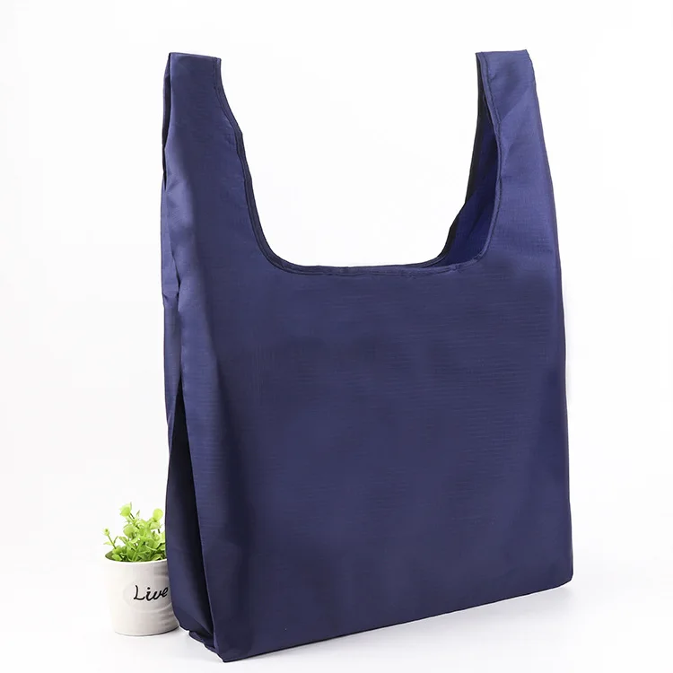 cheap reusable supermarket tote bag polyester reusable folding shopping bag with logo
