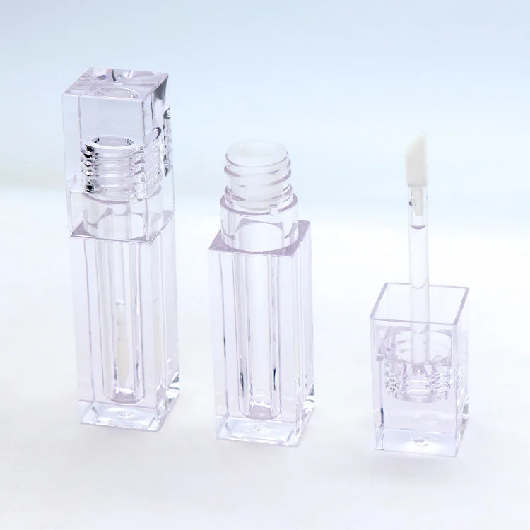 5ml lipgloss tubes empty clear square lip gloss tube with brush clear crystal lip gloss tube