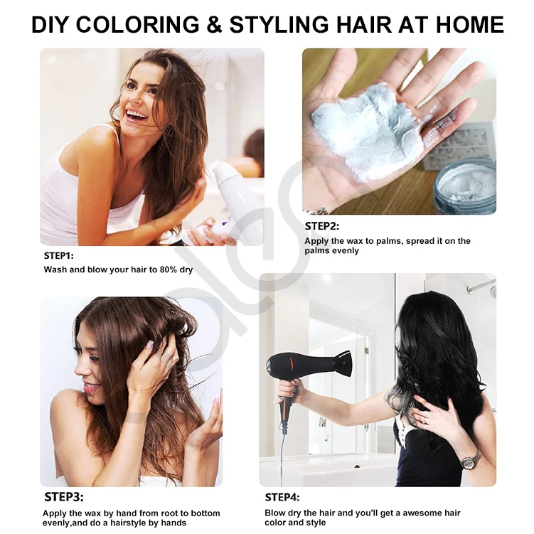 Oalen Private Label DIY Color Hair Temporary Hair Dye Color Wax Design Unique Hairstyle Hair Color Cream