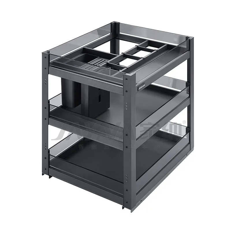 
JAYNA Phantom Series New Design Glass Made Multi-Function Kitchen Pull Out Seasoning Basket 