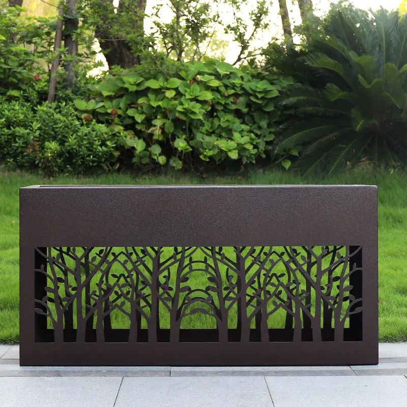 Square  large metal outdoor pots stand garden  flower pots in bulk commercial flower planter box