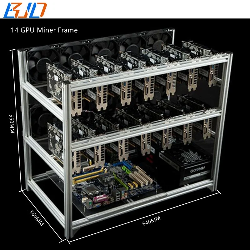 
19 16 14 12 6 8 GPU Open Air Graphics Card Mining Frame Rig Rack Aluminum Stackable in stock 