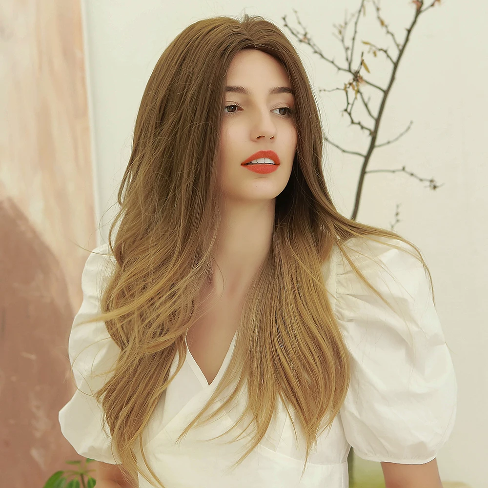 
 24 дюйма коричневого до Золотой Волнистые Волосы промежуточный счет Роза, эластичная сетчатая шляпа  