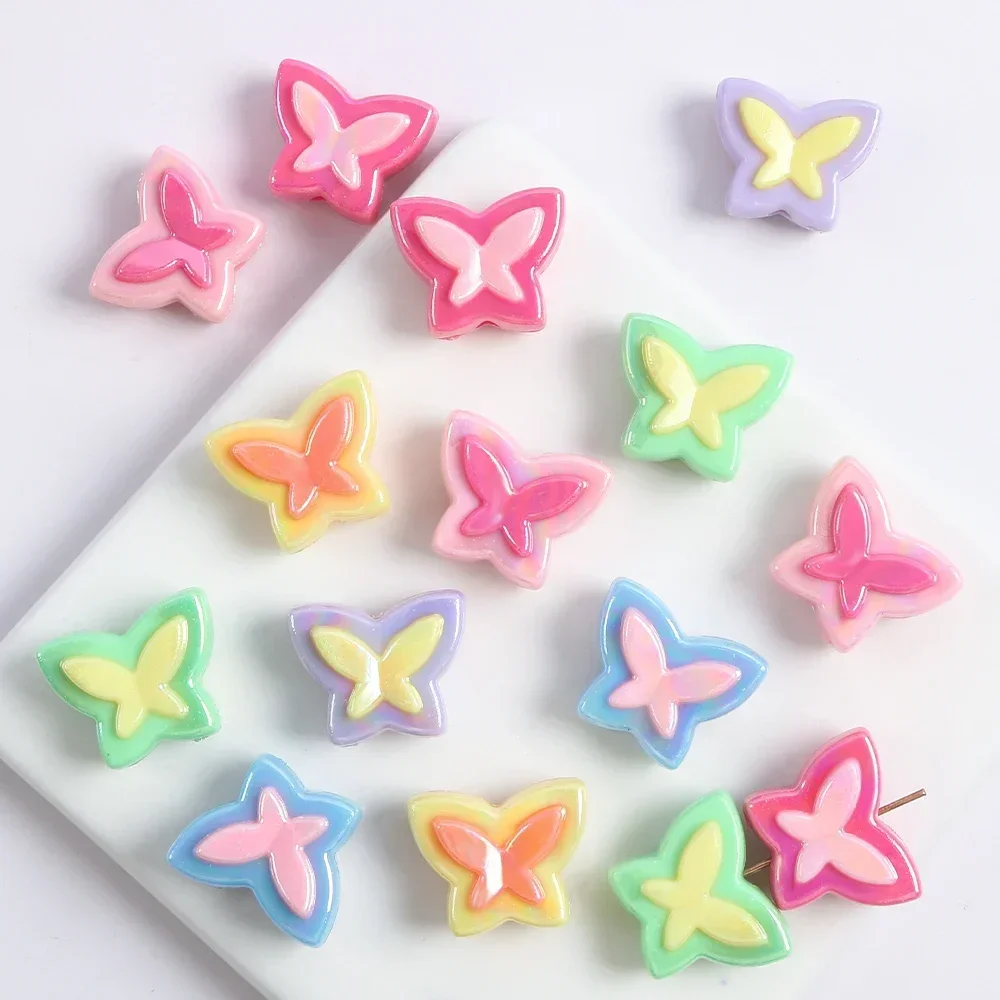 10pcs 20x16mm Cindy Color Acrylic Butterfly Beads Loose Spacer Beads For DIY Jewelry Making Bracelet Necklace Earrings Accessies