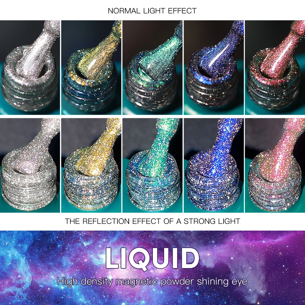 AS Wholesale Price 9D Reflective Dynamic 15ml Cat Magnetic Gel Nail Polish 2 Different Color Magnetic Effect Cateye Varnish