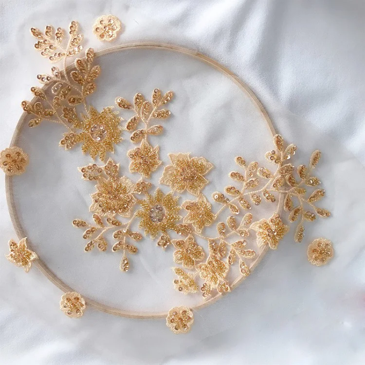 Необычная вышитая бисером кружевная ткань 3d Цветочная ткань для высокой моды