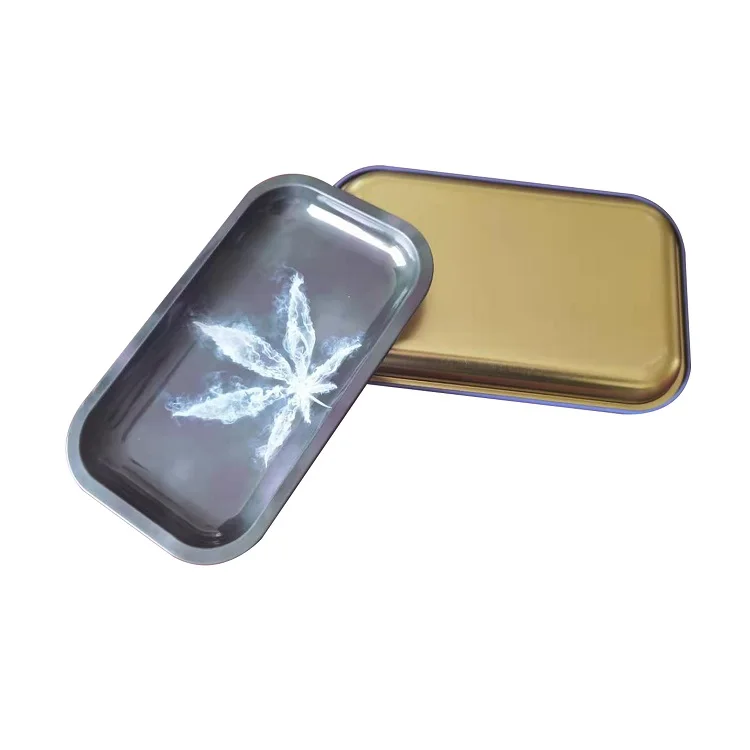 
Fast Shipping High Quality Weed Tobacco Tin Metal Rolling Tray With Magnetic Lid 