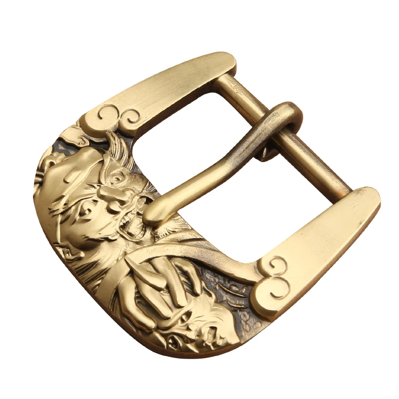 4.0cm Belt Buckle Men Fashion Belt and Solid brass buckle Chinese style Guan Gong and black and white impermanence