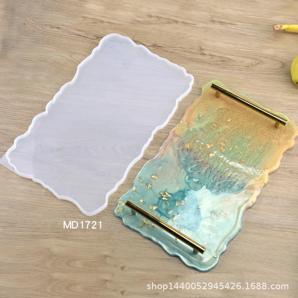 K031907 DIY Resin Mold tray and coaster &fruit tray plate silicone mold Rectangle Large Fruit Tea Tray Molds for Craft