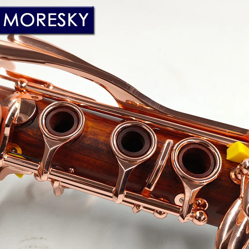 MORESKY Red Wood Professional Clarinet Rosewood bB /Rose Gold-Plated Keys/Redwood Sib Klarnet