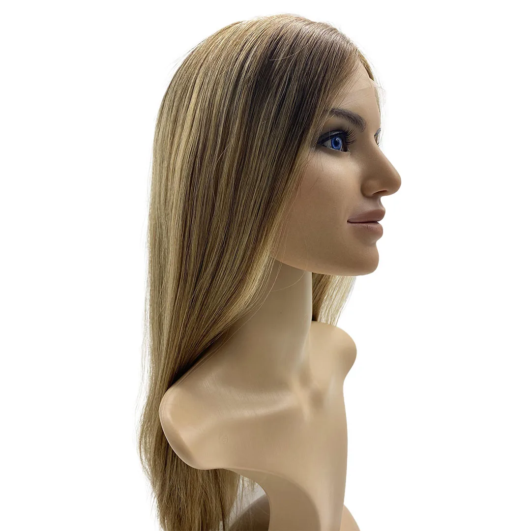 2024 Natural Russian Cuticle Aligned Lace Top Wig Ash Blonde Color Luxury Human Hair Silk Base Wigs For White Women