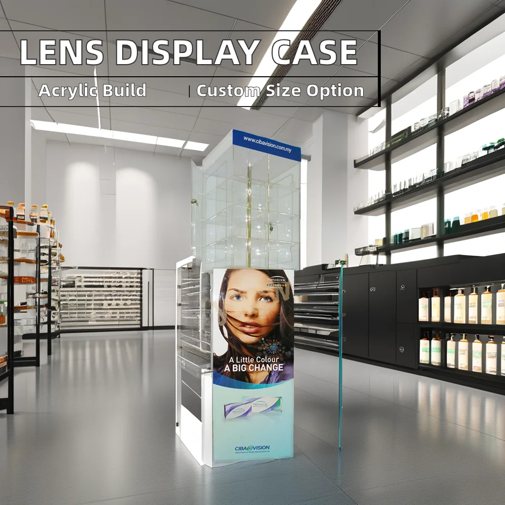 Jihong Wholesale Customized Acrylic Contact Lens Display Box 3-4mm Thick Glasses Storage Box for Display Stand Use