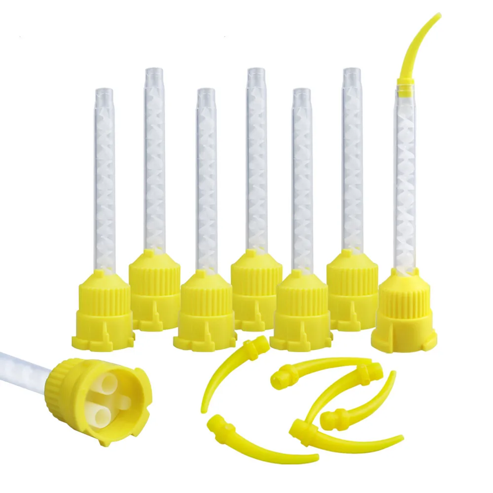 SJ HP Yellow Disposable Plastic Materials Dental Mixing Tips Dynamic Intra oral Impression Mixing Tips