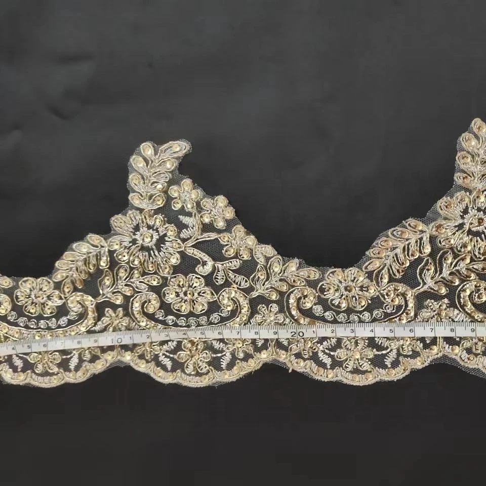 wholesale embroidery lace, swiss lace trim for dress,gold embroidery lace trim